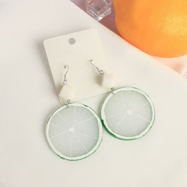 On Slice Drop Earring Clip / Lemon