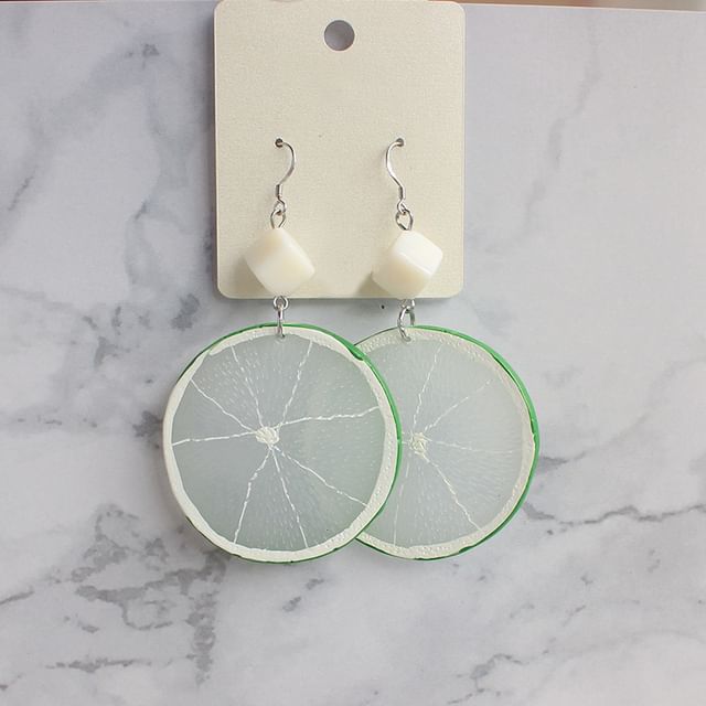 On Slice Drop Earring Clip / Lemon