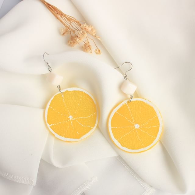 On Slice Drop Earring Clip / Lemon