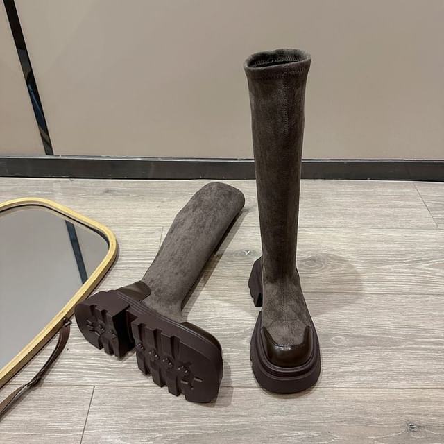 Platform Cap Toe Boots Tall