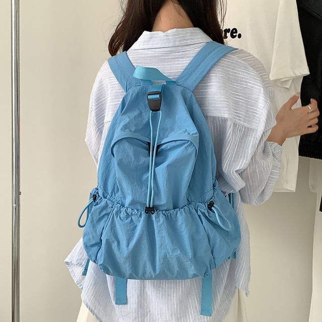 Nylon Drawstring Plain Backpack
