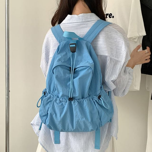 Nylon Drawstring Plain Backpack
