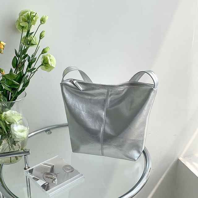 Leather Plain Tote Faux Bag