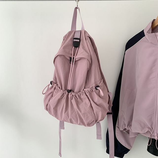 Nylon Drawstring Plain Backpack