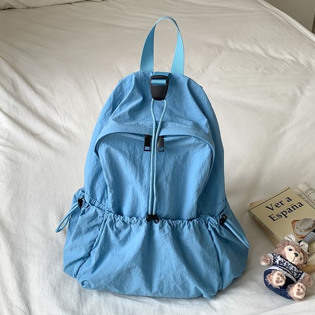 Nylon Drawstring Plain Backpack