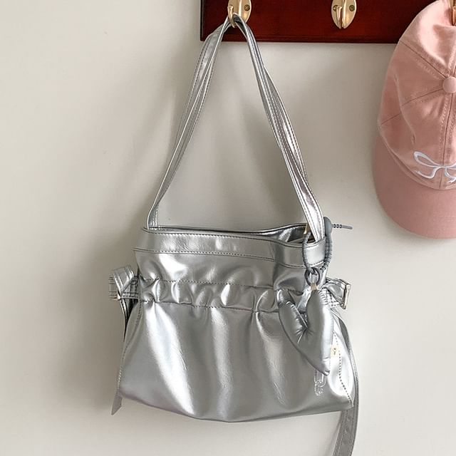 Plain Tote Bag Leather Faux Drawstring