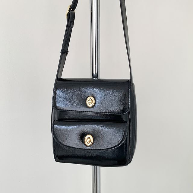 Plain Faux Leather Flap Crossbody Bag