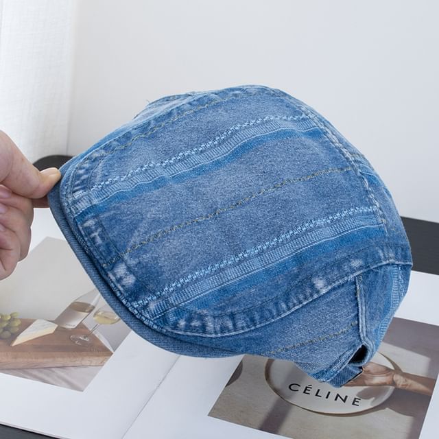 Denim Cap Washed Striped Flat