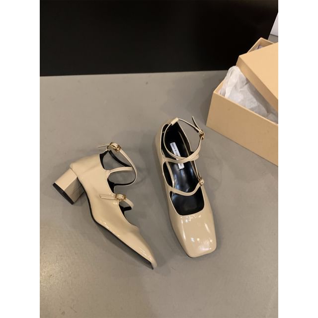 Square-Toe Heel Shoes Chunky Mary Jane
