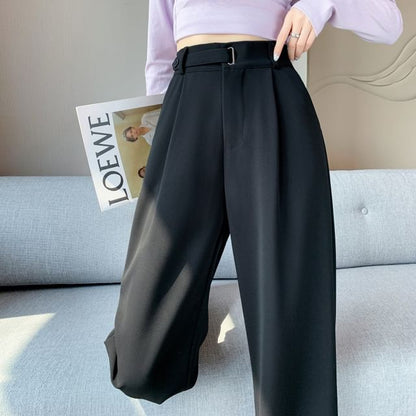 High Rise Plain Straight Leg Dress Pants