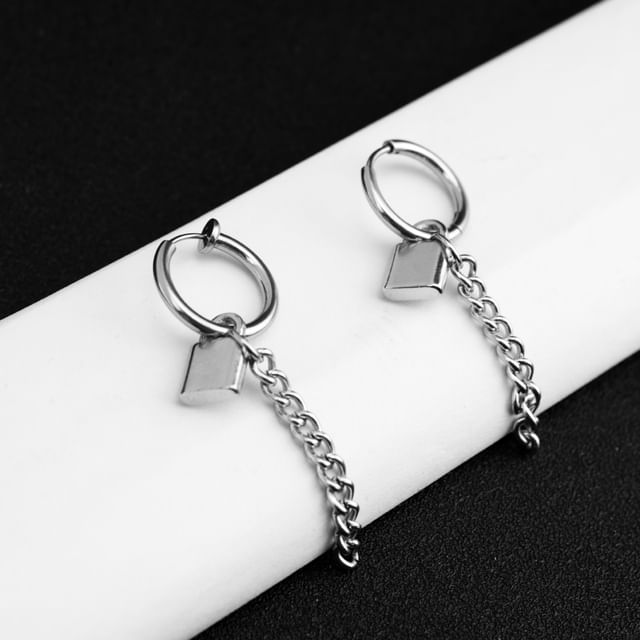Padlock Hoop Drop Earring / Clip On Earring