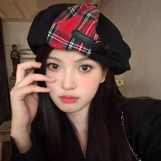 Beret Panel Plaid
