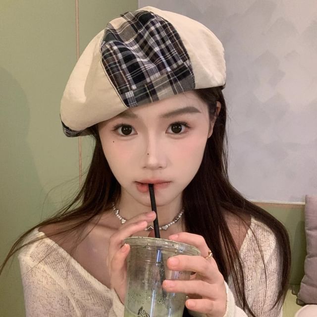 Plaid Beret Panel