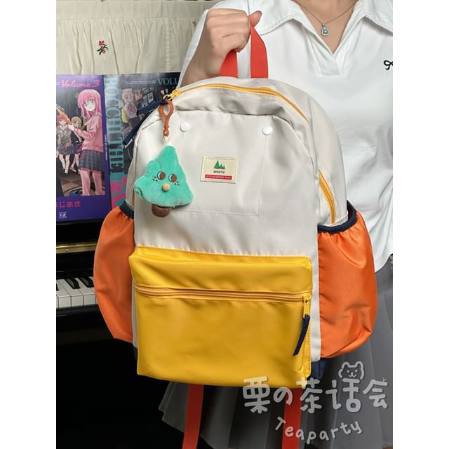 Color Block Laptop Backpack / Bag Charm / Set