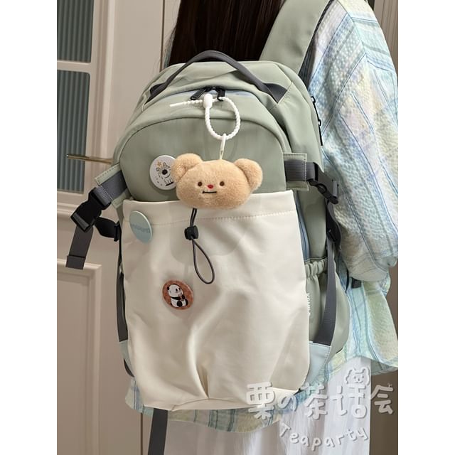 Two Tone Drawstring Laptop Backpack / Badge / Bag Charm / Set