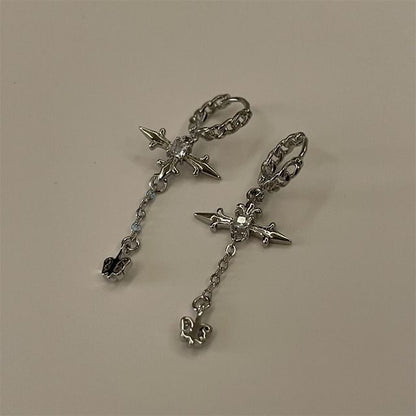 Cross Rhinestone Drop Earrings