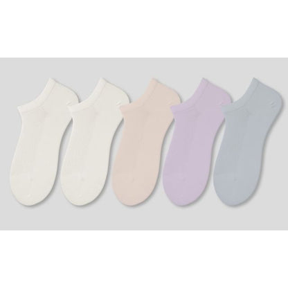 Set of 5 Pairs: Plain Perforated Ankle Socks