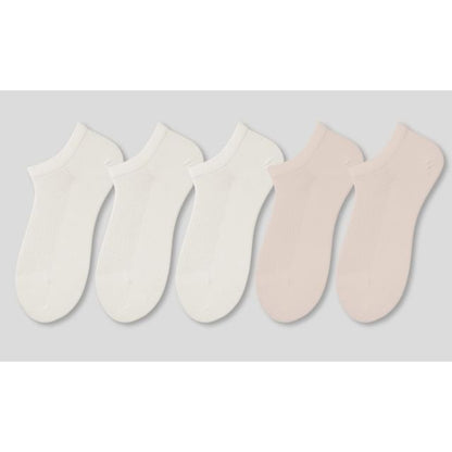 Set of 5 Pairs: Plain Perforated Ankle Socks