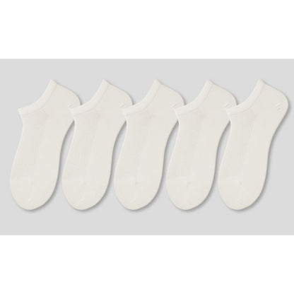 Set of 5 Pairs: Plain Perforated Ankle Socks