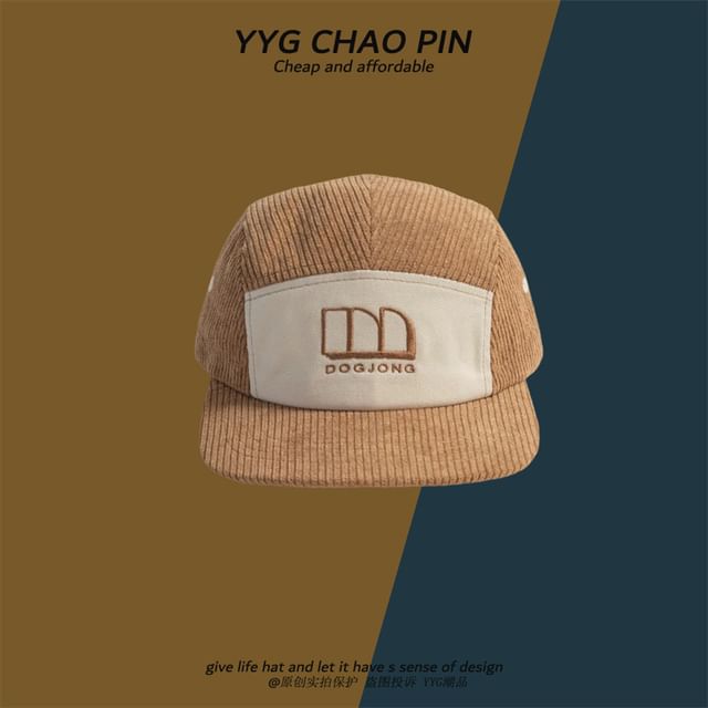Cap Letter Embroidered Baseball Corduroy