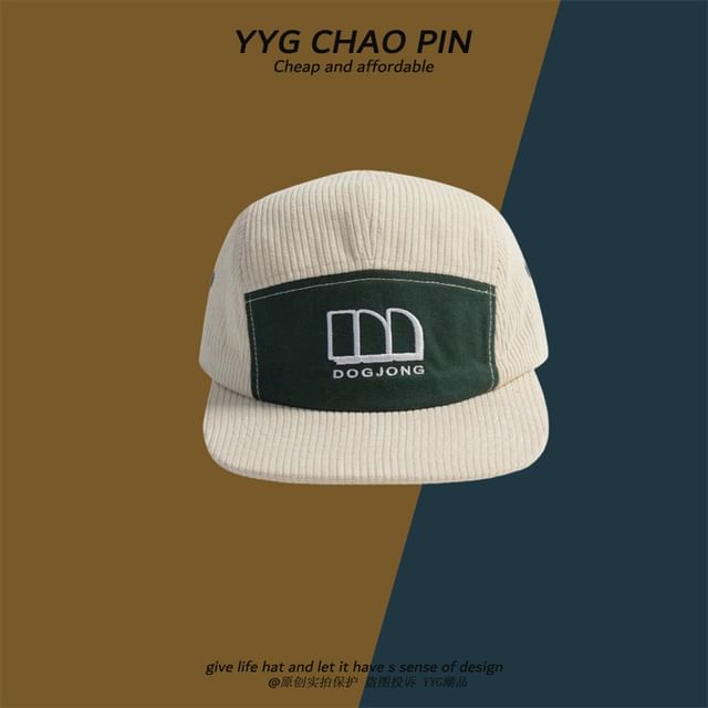 Cap Letter Embroidered Baseball Corduroy