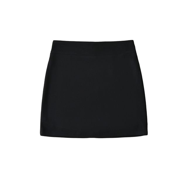 High Waist Solid Mini Pencil Skirt