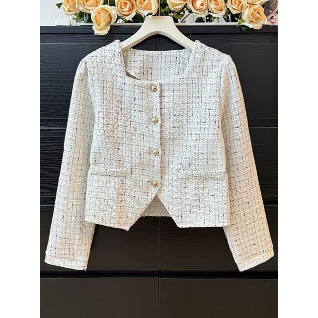 Square-Neck Tweed Jacket