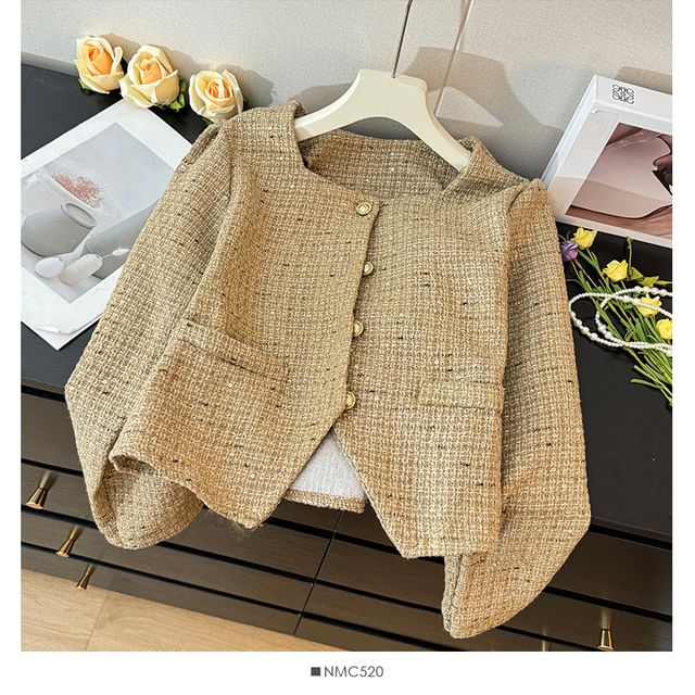 Square-Neck Tweed Jacket