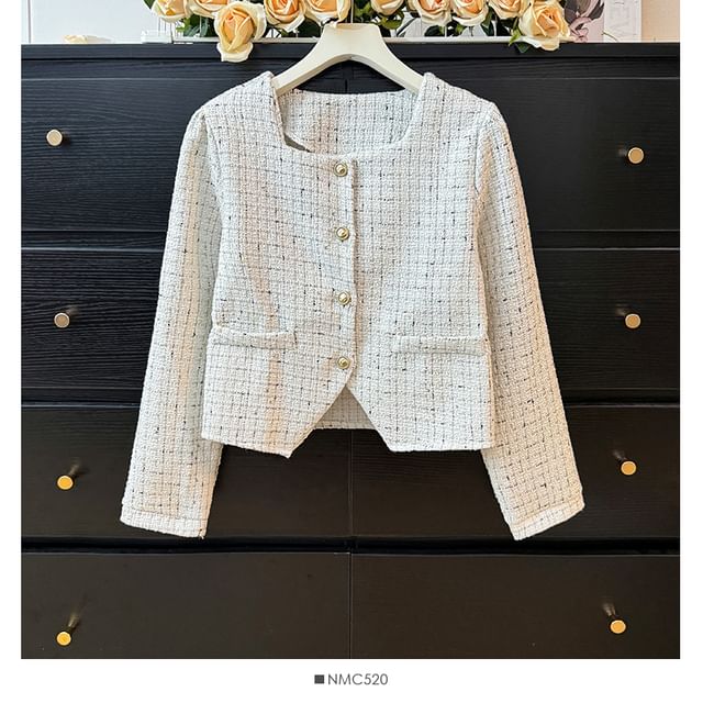 Square-Neck Tweed Jacket