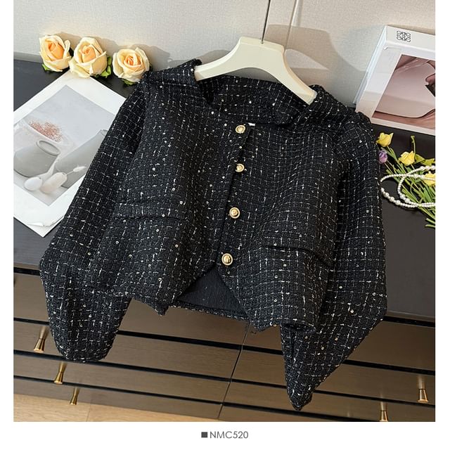 Square-Neck Tweed Jacket