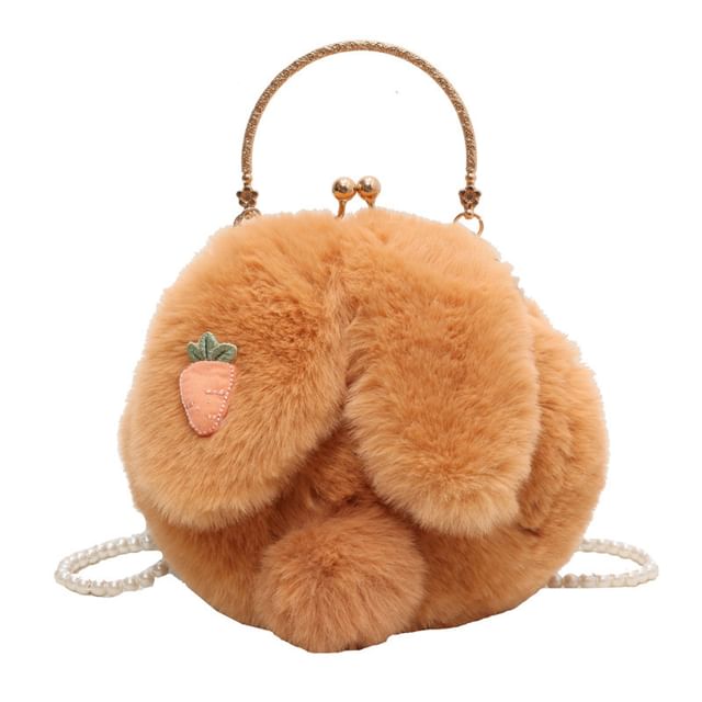 Beaded Fluffy Bag Strap Rabbit Crossbody