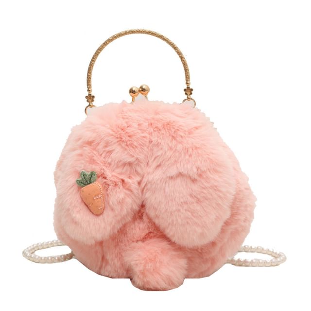 Beaded Fluffy Bag Strap Rabbit Crossbody