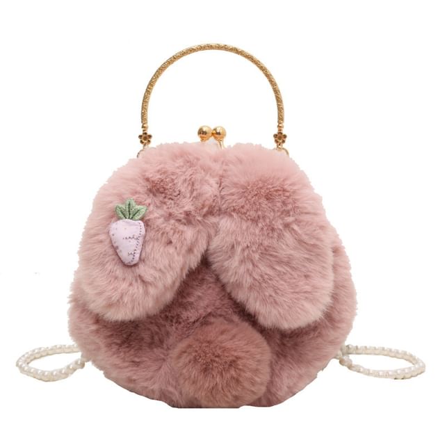 Beaded Fluffy Bag Strap Rabbit Crossbody