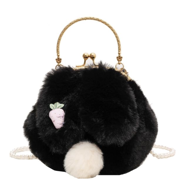 Beaded Fluffy Bag Strap Rabbit Crossbody