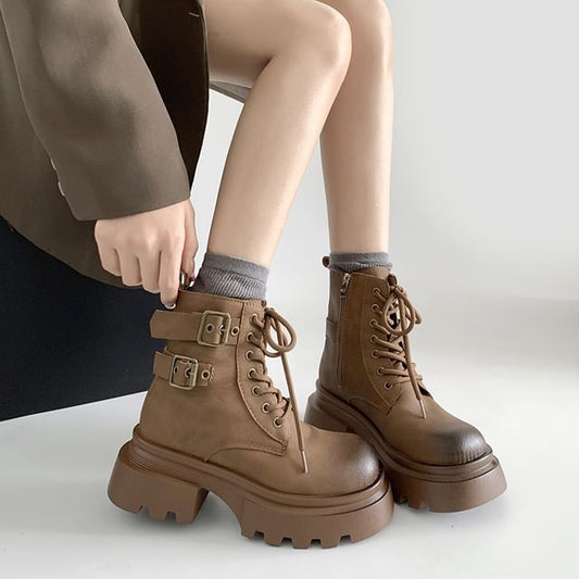 Boots Lace-Up Short Platform