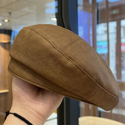 Faux Leather Plain Beret