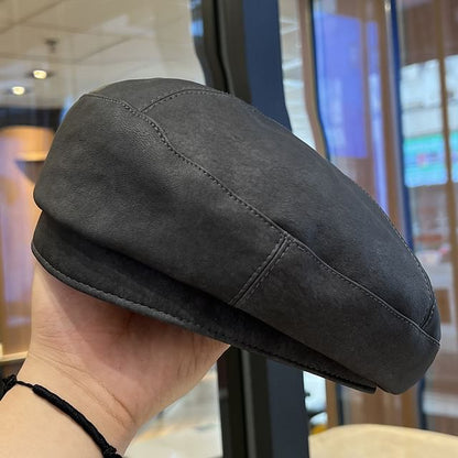 Faux Leather Plain Beret