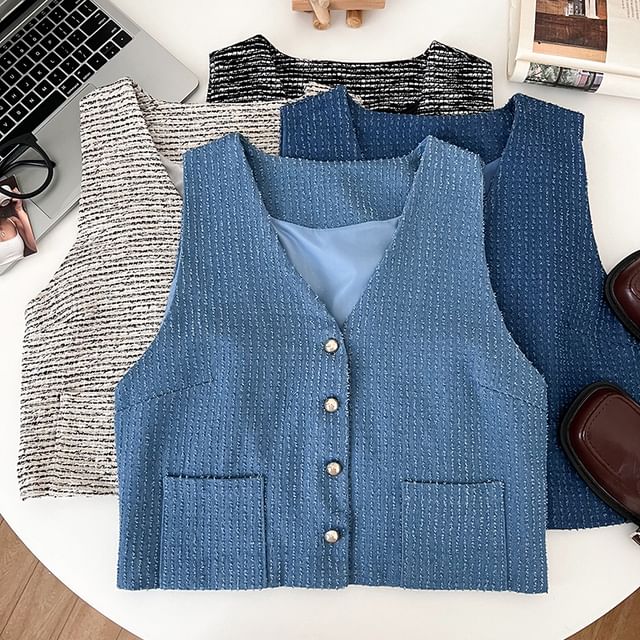 V-Neck Button Vest