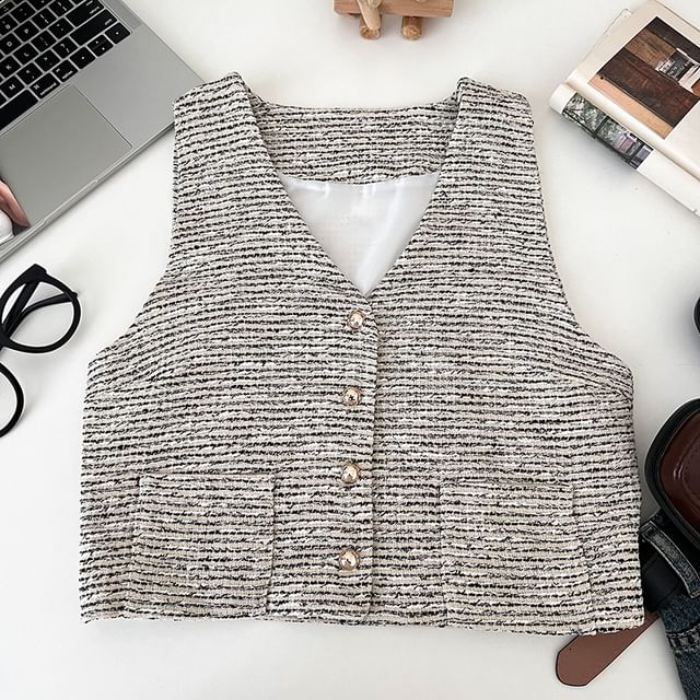 V-Neck Button Vest