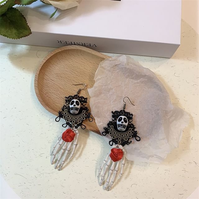 Choker Lace Earring Skull /