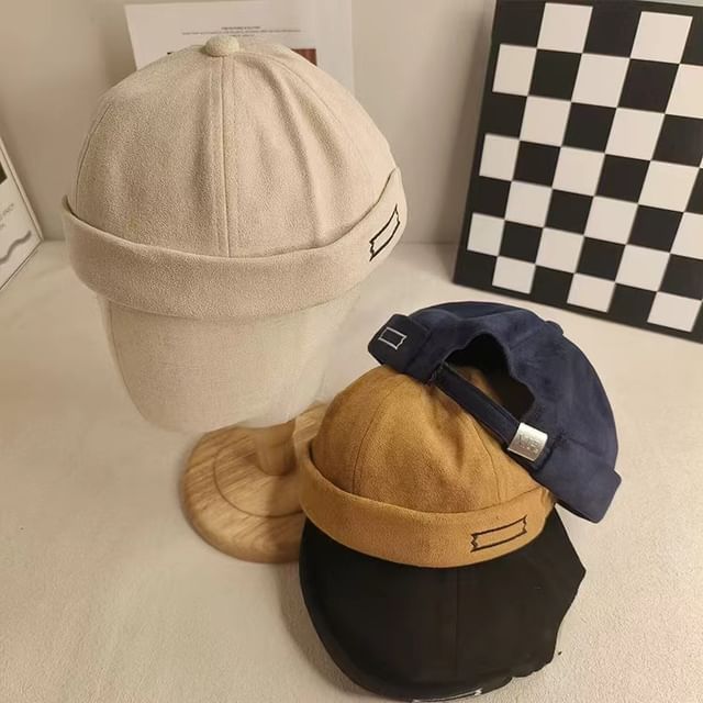 Embroidered Faux Suede Docker Hat