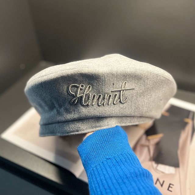 Lettering Embroidered Beret