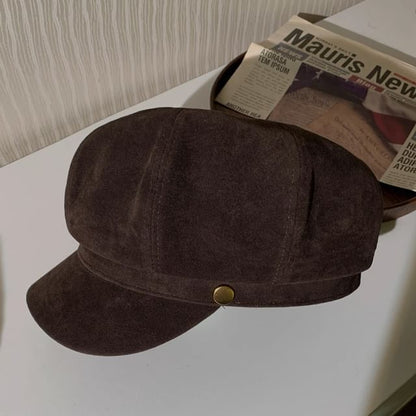 Plain Faux Suede Newsboy Cap