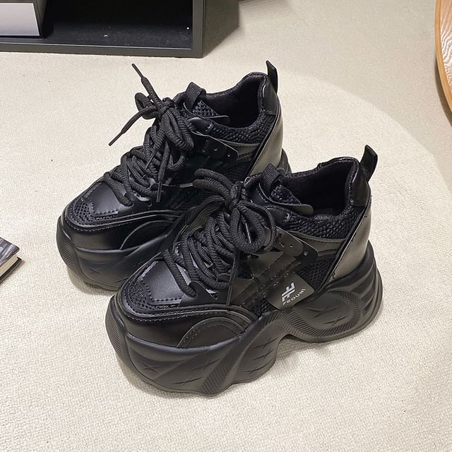 Platform Hidden Sneakers Wedge Panel Mesh