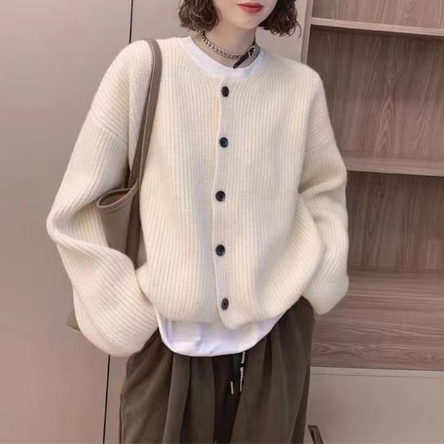 Round-Neck Loose Cardigan