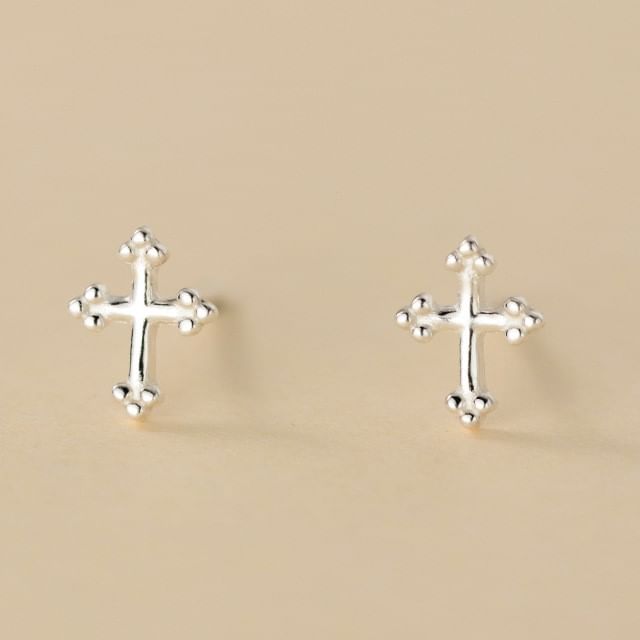 S999 Sterling Silver Cross Stud Earring