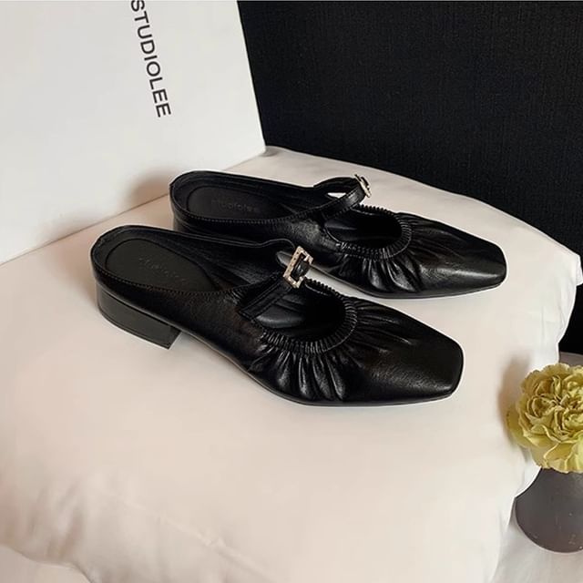 Toe Heel Low Square Mules