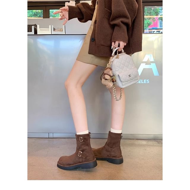 Designs) Buckled Boots Faux (Various Suede