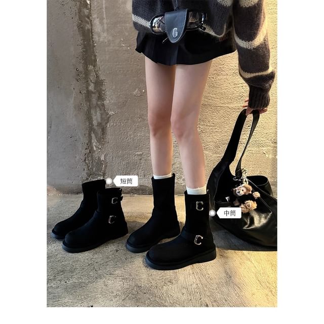 Designs) Buckled Boots Faux (Various Suede