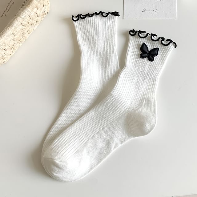 Ruffle Trim Bowknot Socks